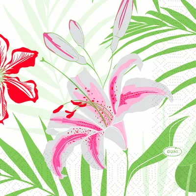 Obrázok produktu pre Duni Servietten Tropical Lily 24x24cm 3 listy 50 ks