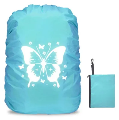 Produktbild von Regenschutz Rucksack 35L Reflektierend Wasserdicht Blau Schmetterling