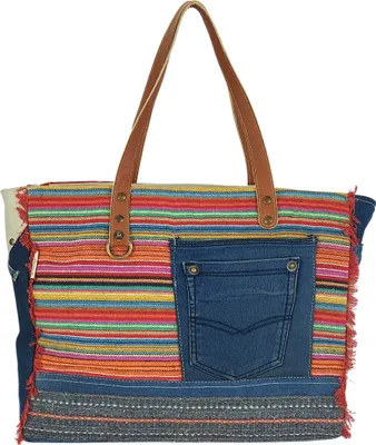 Produktbild von Sunsa XXL Handtasche. Nachhaltige Schultertasche aus recycelte Jeans und Canvas. Reisetasche, Handgelenktasche, Jeanstasche für Sie