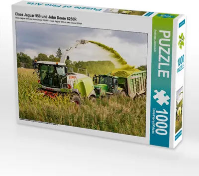 Produktbild von CALVENDO Puzzle Claas Jaguar 950 und John Deere 6250R | 1000 Teile Lege-Größe 64x48cm Foto-Puzzle für glückliche Stunden