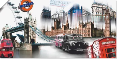 Produktbild von ARTland Poster London Skyline Abstrakte Collage I Größe: 100x50 cm