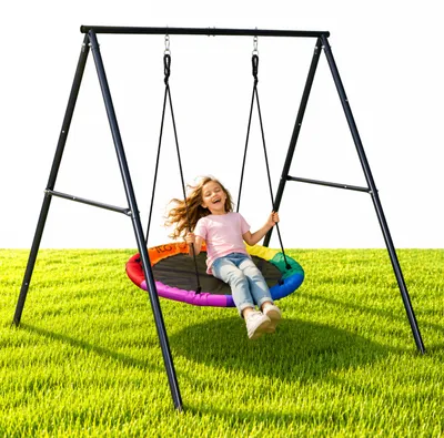 Zdjęcie produktu dla Huśtawka ogrodowa „Gniazdo bocianie” 100 cm ECOTOYS, stalowa rama, nośność 150 kg