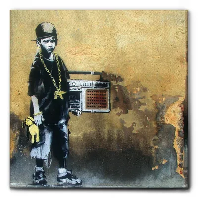 Produktbild von Giallobus - Gangsterjunge - Banksy - 100L x 100B cm - Bild - Leinwand mit Standardrahmen