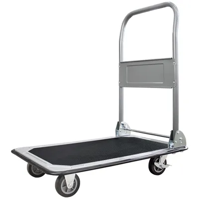 Produktbild von Transportwagen Rollwagen Plattformwagen Klappbar bis 150 kg Tragkraft Feststellbremse Transporthilfe mit Lenkrollen Paketwagen mit Antirutsch-Beschichtung Klappwagen trucky