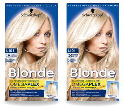 Imagen del producto de 2 unidades de Schwarzkopf Blonde L101, decolorante para un rubio platino - Paquete económico - 2 unidades