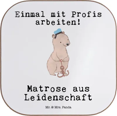 Produktbild von Mr. & Mrs. Panda Untersetzer für Gläser Matrose Leidenschaft - Weiß - Geschenk, Tischuntersetzer, Coaster, Seemann, gläseruntersetzer, Spruch, Lustig, Tassen, Seeleute