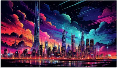 Produktbild von Wallario Herdabdeckplatte aus Glas, Größe 90 x 52 cm 3-teilig, Motiv Skyline im Abendlicht