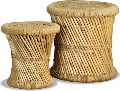 Image de Tabourets lot de 2 Bambou et jute