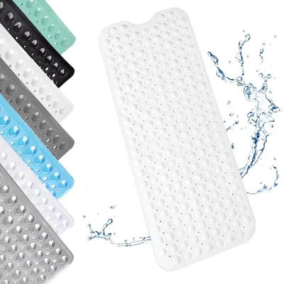 Productafbeelding van Antislip douchemat, 100x40 cm, PVC, met zuignappen en afvoergaten, wit