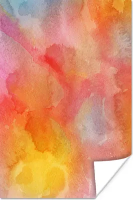 Produktbild von MuchoWow® Poster Aquarell - Gelb - Rot - Orange 40x60 cm - Plakate für die Wand - Poster Babyzimmer