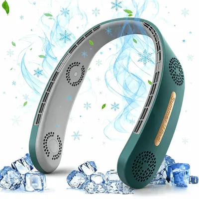 Produktbild von 4000mAh Tragbar Nackenventilator 360° Hals Ventilator USB Halsventilator,Wiederaufladbare Ventilator Grün