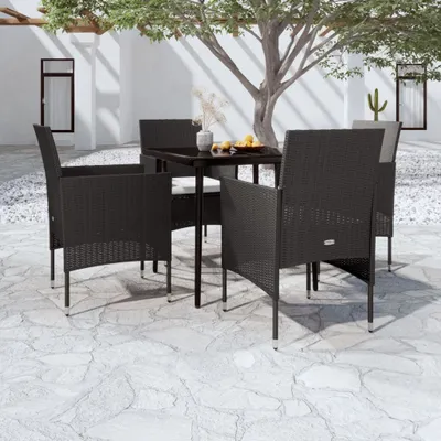 Image de Maison Exclusive - Ensemble de salon de jardin 5 pièces avec coussins, noir