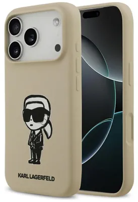 Zdjęcie produktu dla KARL LAGERFELD case for IPHONE 17 Pro compatible with MagSafe KLHMP17LSKIGROW (Silicone W/ KL Sketch & Logo) brown