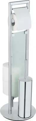 Produktbild von Famanu WC-Set aus Edelstahl - mit Toilettenpapierhalter und Bürste - 25 x 76 cm