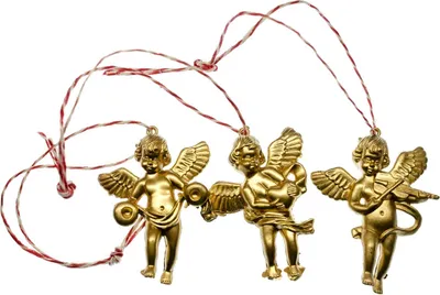 Produktbild von 3 Stück Weihnachtsbaumanhänger Baumschmuck Anhänger Xmas Putte Engel gold