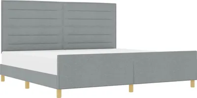 Productafbeelding van vidaXL Bedframe met hoofdeinde, lichtgrijs, 200 x 200 cm, gestoffeerd