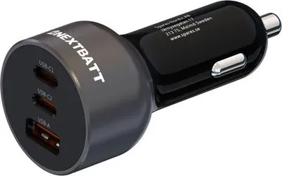 Zdjęcie produktu dla Ładowarka samochodowa NEXTBATT USB i USB-C, PD i Q.C3.0, 5 A, 128 W - czarna