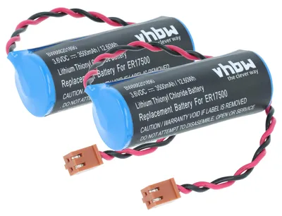 Produktbild von vhbw 2x Batterie Ersatz für Omron CS1W-BAT01 für Steuereinheit (3500 mAh, 3,6 V, Li-SOCl2)