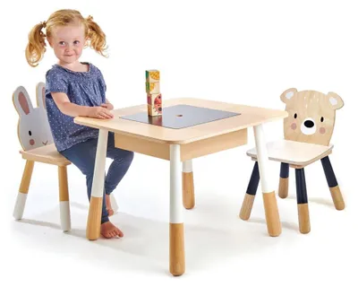 Imagen del producto de Mesa y sillas de madera "Bosque" de Tender Leaf Toys, sillas, color , blanco, madera, madera, para interiores, a partir de 3 años, 56 cm