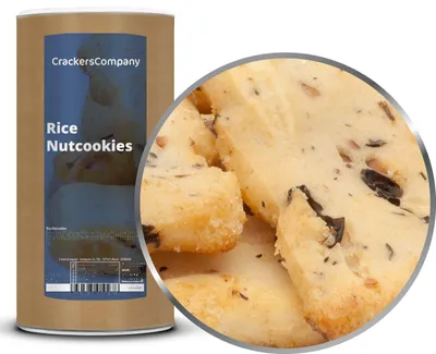Produktbild von CrackersCompany Reis-Nuss-Cookies (Rice Nutcookies), Membrandose 250 g