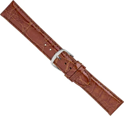 Produktbild von Ersatzband Uhrenarmband Leder Echt Kroko Band Braun 26574S, Stegbreite:18mm