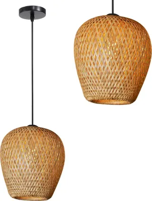 Produktbild von tooLight Pendellampe App885-1Cp Schwarz Braun Metall Bambus E27 1-Fach Lichtpunkt