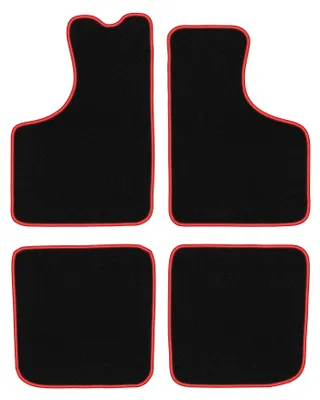 Produktbild von Fußmatten Velours Schwarz/Rot für Skoda 105 / 120 / 130 1976-1990 Set 4-tlg