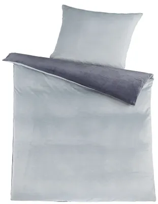 Produktbild von Winter Wende Bettwäsche Cashmere Touch, 135x200+80x80cm, silber+anthrazit grau, Plüsch Nicky