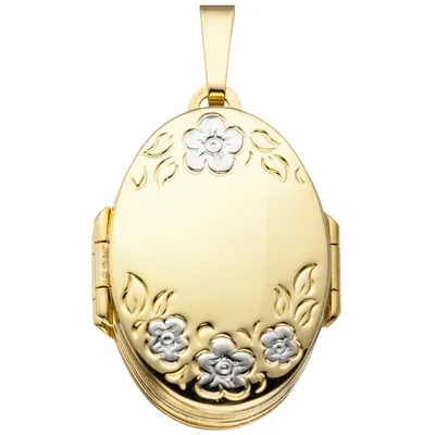 Produktbild von JOBO Medaillon oval mit Blumen Muster 333 Gold Gelbgold zum Öffnen für 6 Fotos
