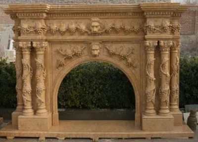 Produktbild von Casa Padrino Luxus Barock Kaminumrandung Beige 250 x 45 x H. 200 cm - Prunkvolle Kaminumrandung aus hochwertigem Marmor - Marmor Möbel im Barockstil