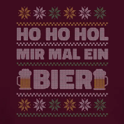 Produktbild von Ho Ho Hol mir mal ein Bier - Ugly Christmas Sweater Weihnachten Damen T-Shirt, Burgundy, S