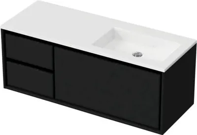 Produktbild von Sanox Badmöbel-Set Loft BxHxT 120,5 x 47 x 45,5 cm Frontfarbe schwarz mit Waschtisch Mineralguss weiß Griff chrom 847500