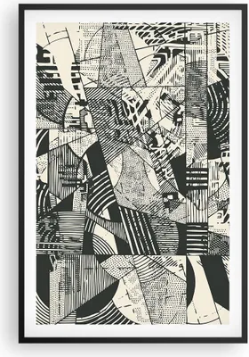 Produktbild von Gerahmtes Poster - Schwarzer Rahmen - Abstraktion Vintage Schwarz - 61x91,5 cm - Wand Bild - Wanddeko - Wandbilder - Kunstposter - Wandposter - Bilderrahmen - Bilder - Kunstdruck - P2BPA61x91-5052