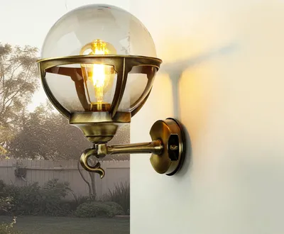 Produktbild von Wandleuchte außen Garten Terrasse IP43 E27 Messing massiv Vintage Außenleuchte Wand