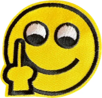 Produktbild von Emoji Smiley Bügelemblem Aufnäher Zeigefinger