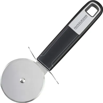 Produktbild von Fackelmann Pizzaschneider 18 cm SENSE, Pizzaroller aus rostfreien Edelstahl mit rutschfestem und ergonomischem Soft-Touch-Griff aus Kunststoff, (Farbe: Silber/Schwarz)