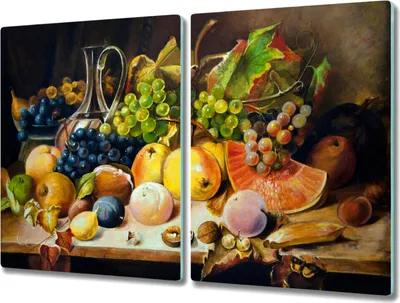 Produktbild von Coloray Schneidebrett Herdabdeckplatte 2x40x52 cm Kochplattenabdeckung Hackbrett Küchenbrett - Trauben Apple Pfirsich