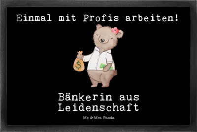 Produktbild von Mr. & Mrs. Panda Gummimatte Bänkerin Leidenschaft 50 x 75 cm - Schwarz - Geschenk, Spruch, Schmutzmatte, Fußabtreter, Lustig, fußmatte, Ausbildung, Witzig, Beruf