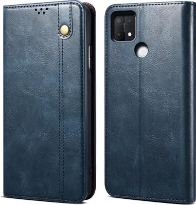 Produktbild von OPPO A35 Hülle, Leder Flip Brieftasche Schutzhülle für OPPO A35 Blau