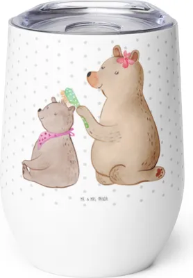 Produktbild von Mr. & Mrs. Panda Thermobecher Bär Kind - Weiß - Geschenk, Mutter, kaffee tasse, Muttertag, Familie, glühwein, glühweinbecher, thermosbecher, Mama, Bären, Thermo Becher