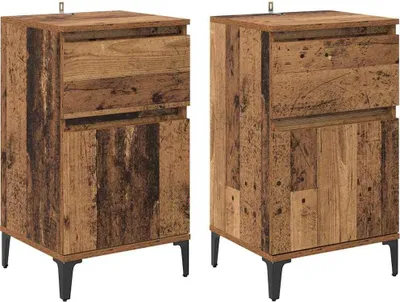 Obrázek produktu pro Noční skříňka se zásuvkou 2 pcs Staré dřevo 40 x 35 x 70 cm