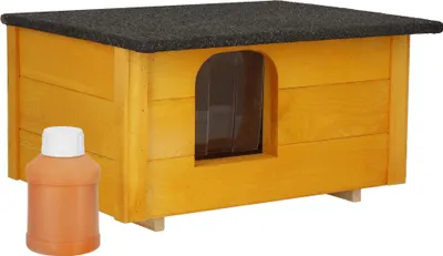 Produktbild von Springos® Hundehaus aus Holz 54x39x30 Cm Wetterfest Hundehütte Haustierhütte Hundehöhle Katzenhaus - Gelb
