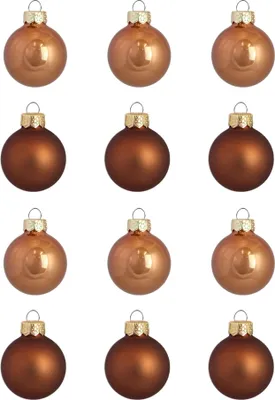 Produktbild von Set Weihnachtskugeln in glänzendem und mattem Braun