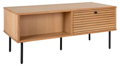 Immagine prodotto di Tavolino da salotto Kyoto in rovere con cassetto e gambe nere 50x100x45 cm