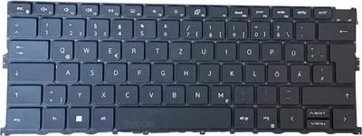 A black laptop keyboard is shown from a top-down perspective against a light gray background.