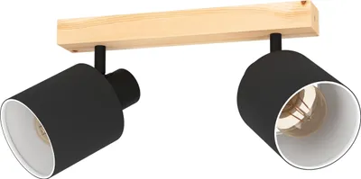 Produktbild von EGLO Deckenlampe Batallas, Deckenleuchte, Deckenstrahler aus Holz, Textil, Metall, Wohnzimmerlampe in Natur, Schwarz, Weiß, Schlafzimmerlampe, E27