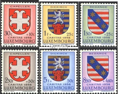 Produktbild von Briefmarken Luxemburg 1958 Mi 595-600 (kompl.Ausg.) postfrisch Kantonalwappen