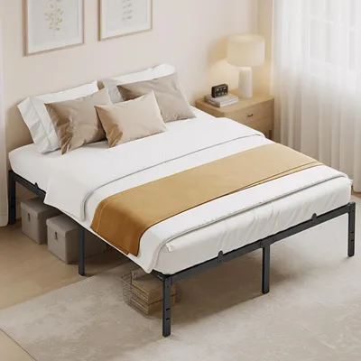 Produktbild von VASAGLE Doppelbettgestell, Bett, 160 x 200 cm, 40.6 cm H, Metallbett, Bettrahmen, Unterbettaufbewahrung, modern, Gästebett