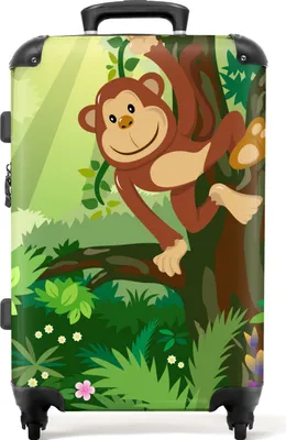 Obrázok produktu pre NoBoringSuitcases.com - Veľký kufor XL - Detský kufor Jungle vhodný pre chlapcov a dievčatá - Cestovný kufor so 4 kolieskami veľký - Vozík na kolieskach 72 litrov - Detský kufor na kolieskach veľký - Priestranný kufor 20 kg - Batožina a cestovné doplnky tsa lockKufrík Medium 67x43x25 cm, 72L,