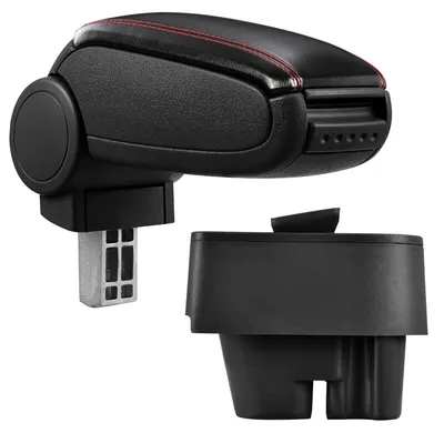 Armlehne Mittelarmlehne MAL Leder Bezug Schwarz / Rot für Peugeot 207 + SW +CC – Produktansicht
